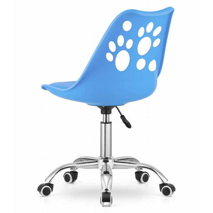 Draaistoel – Bureaustoel – Stoel – Werkstoel – Kinderstoel – 360° Draaibaar – Hoogte Verstelbaar 85-98 cm – Eco-Lederen Zitkussen - Blauw