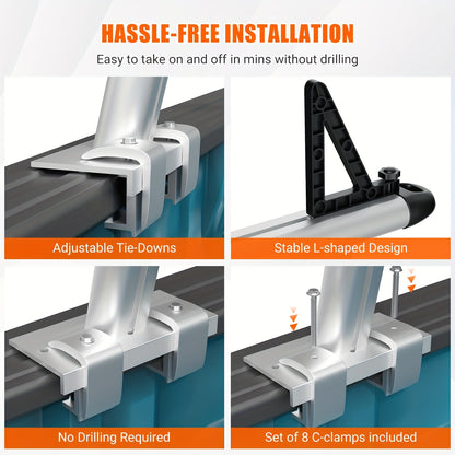 Ladderrek – Truck Rack – Pickup Rack – Opbergrek – Ladderdrager – Verstelbaar 43-74 cm – Aluminium Standaard – Hoog Draagvermogen 363 kg
