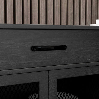 Lage Opbergkast – Dressoir – Tv-Meubel – Sideboard – Kast – Industrieel Design – Verstelbare Plank – Melamine Spaanplaat Zwart