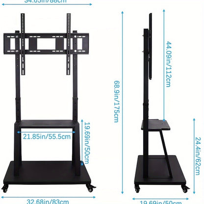 TV Standaard – TV Statief – Monitorstandaard – TV Voet – Mobiele TV Trolley – Verstelbaar – Metalen Frame – Geschikt 32-80 Inch – Max. 65 kg
