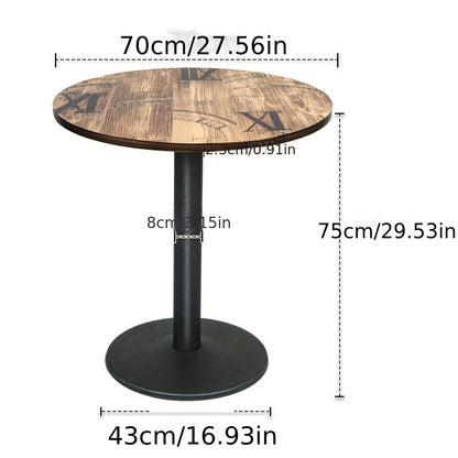 70x70x75cm Round Pedestal Table - 4-Seater Commercial Grade Solid Wood Modern Dining Table with Black Round Top & Sturdy Pedestal Base, Space-Saving Design for Restaurants, Cafes, Bistros, Home Use - Durable & Easy-Clean Surf