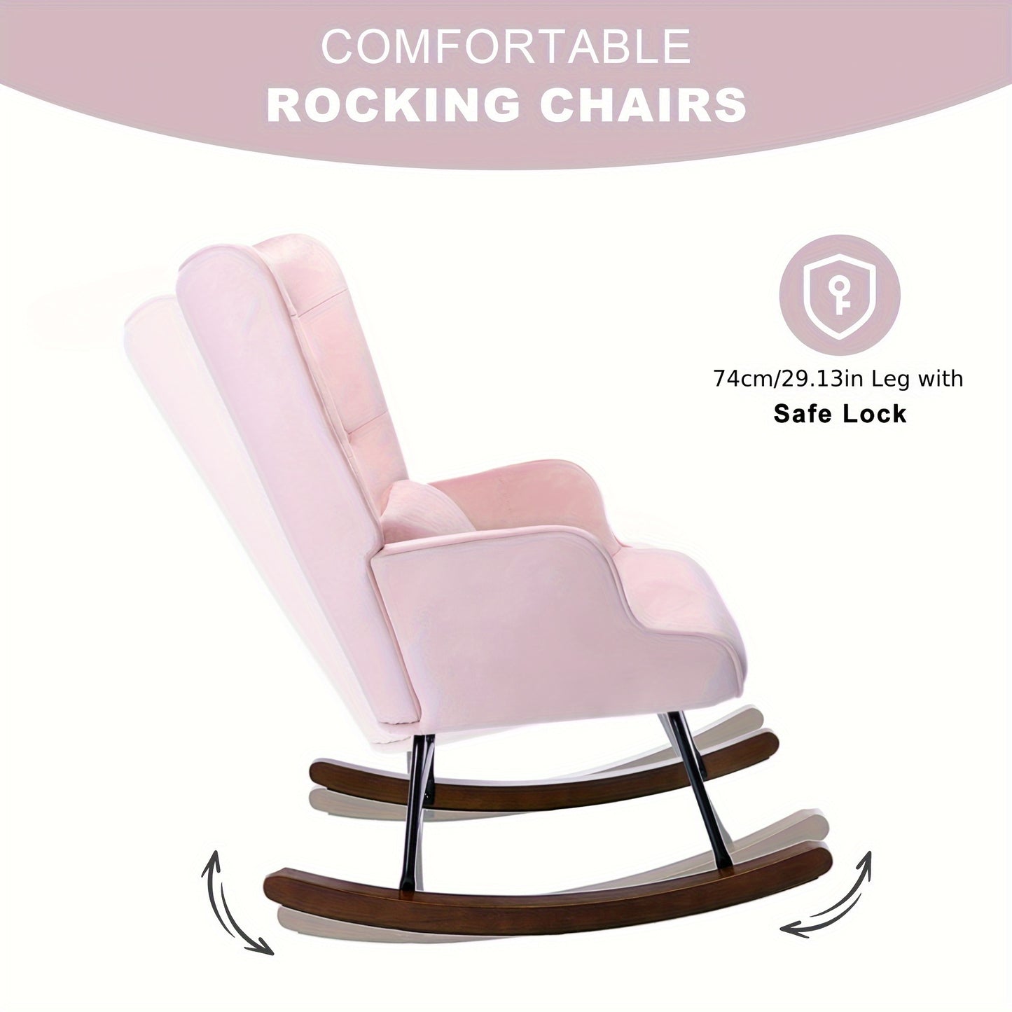 Schommelstoel – Relaxfauteuil – Loungestoel – Schommelstoel Babykamer – Voedingsstoel – Fluwelen Bekleding – Hardhouten Frame