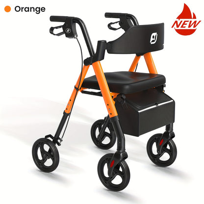 Rollator – Wandelwagen – Looprek – Mobiliteitshulpmiddel – Opvouwbare Rollator – Lichtgewicht Aluminium – Grote 20,32 cm Wielen – Ergonomisch Zitje & Verstelbare Handgrepen – Draagvermogen 136 kg