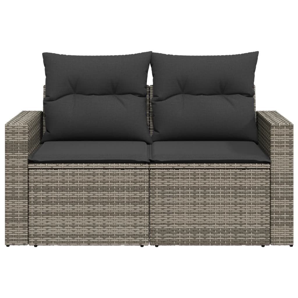 vidaXL Garden Bench with Cushions, 2-Seater, Poly Rattan