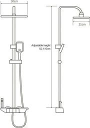 Shower Faucet - Bathroom Shower Faucet - Luxury Shower - Rain Shower Faucet - Piano Shower - Thermostat - 4 Functions - With Digital Display - Pressure Release - Black