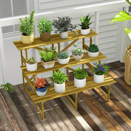 Plantenrek – Plantenstandaard – Plantentafel – Bloemenrek – Plantenetagère – 3 Laags – Duurzaam Vurenhout – 120x80x78 cm – Weerbestendig – Ruimtebesparend