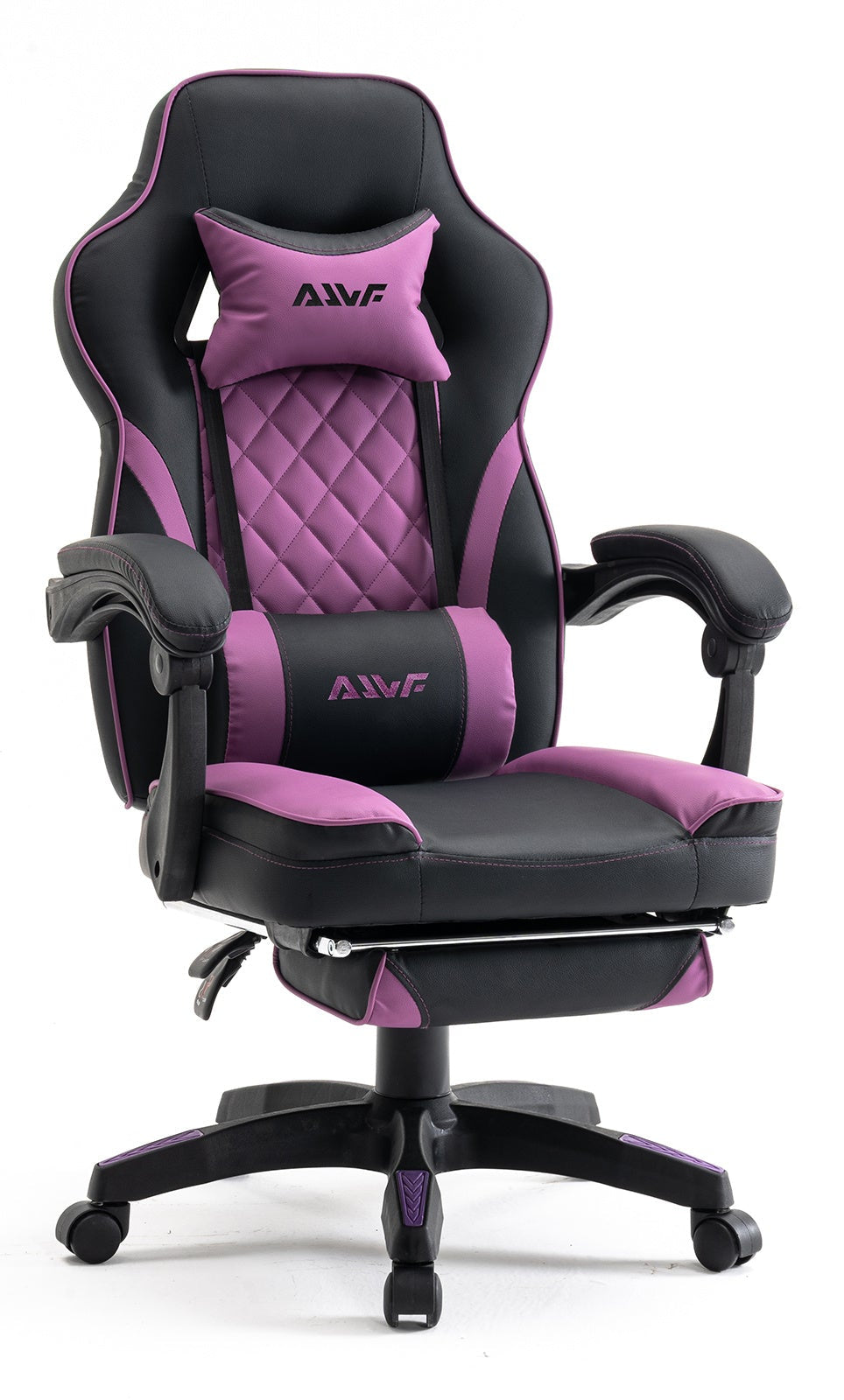 Gamingstoel – Gamestoel – Gaming Chair – Bureaustoel – Game Stoel – Ergonomisch Design – Verstelbare Rugleuning & Lendensteun – Zwart met Paarse Accenten
