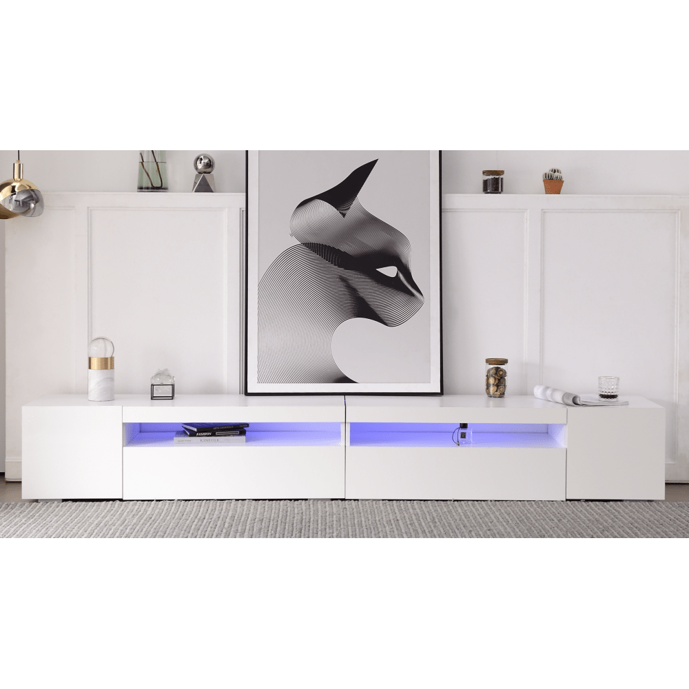 Tvmeubel – Tv Kast – Tv Meubel – Tv Dressoir – Tv Wandmeubel – Wit Mat – Modern Design – MDF 240 cm