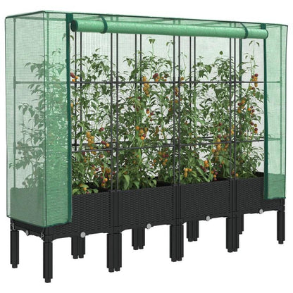 Plantenbak verhoogd met kashoes 160x40x140cm rattanlook