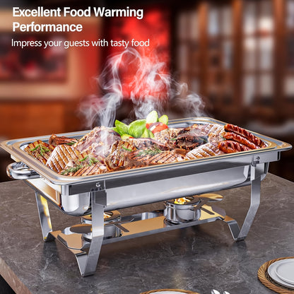 Chafing Dish – Buffetwarmer – Warmhoudplaat – Warmhoudschaal – Warmhoudbak – Set Van 4 – Roestvrij Staal – 9 Liter Inhoud