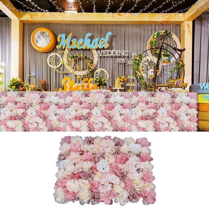Nep bloemen muurdecoratie – Kunstbloemen wanddecoratie – Bloemenwand panelen – Decoratieve rozen – Kunstbloemen wandpanelen – Set van 12 panelen – Hoogwaardige kunststof en stof – Geschikt voor binnen en buitengebruik