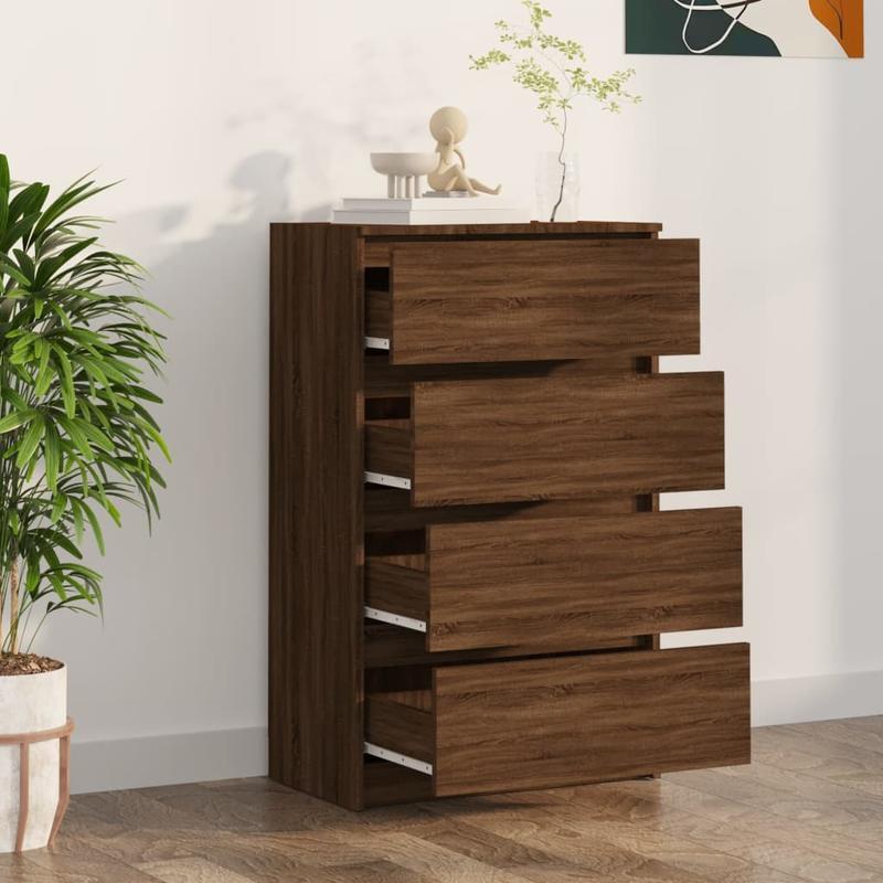Dressoir – Sideboard – Kast – Ladekast – Opbergkast – Bruin Eikenlook – Hardhout – Compact 60x35x98,5 cm