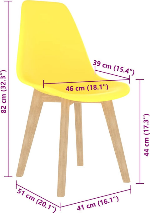 Eetkamerstoelen - 6 stuks - Kunststof - Geel Eetkamerstoelen - Keukenstoelen - Gel Stoelen - Houten Stoelen - Comfortabele Stoelen - Geel