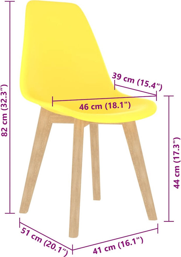 Eetkamerstoelen - 6 stuks - Kunststof - Geel Eetkamerstoelen - Keukenstoelen - Gel Stoelen - Houten Stoelen - Comfortabele Stoelen - Geel
