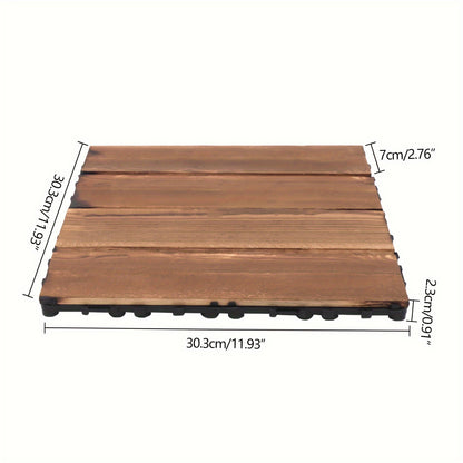 Hardhouten Terrastegels – Houten Vloertegels – Patio Tegels – Buiten Tegels – Interlock Tegels – 36 Stuks – Waterbestendig – 30,48 x 30,48 cm