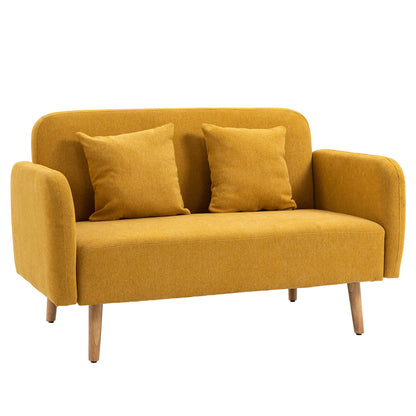 2-zitsbank – tweezitsbank – loveseat – zitbank – bankstel – fluwelen bekleding – verstelbare houten poten – 130x70x80 cm – inclusief 2 sierkussens