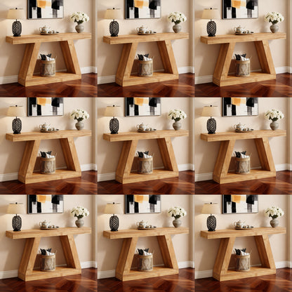 Houten Sidetable – Sidetable – Haltafel – Wandtafel – Console Table – Natuurlijk Bruin – 140 cm Breed – Stevig Geperst Hout