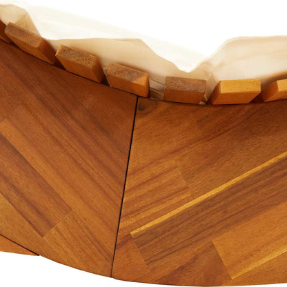 Loungestoel Teak – Tuinstoel – Balkonstoel – Relaxstoel – Lounger – Massief Teakhout – Weerbestendige Kussens Crème