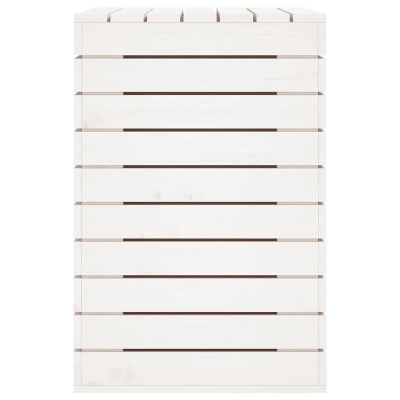 Wasmand – Wasbox – Wassorteerder – Waszak – Opbergmand – Massief Grenenhout – 3 Compartimenten Met Haken – 88,5x44x66 cm – Klassiek Wit – Stevig & Ademend Design