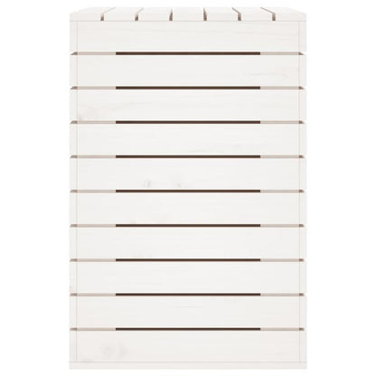 Wasmand – Wasbox – Wassorteerder – Waszak – Opbergmand – Massief Grenenhout – 3 Compartimenten Met Haken – 88,5x44x66 cm – Klassiek Wit – Stevig & Ademend Design