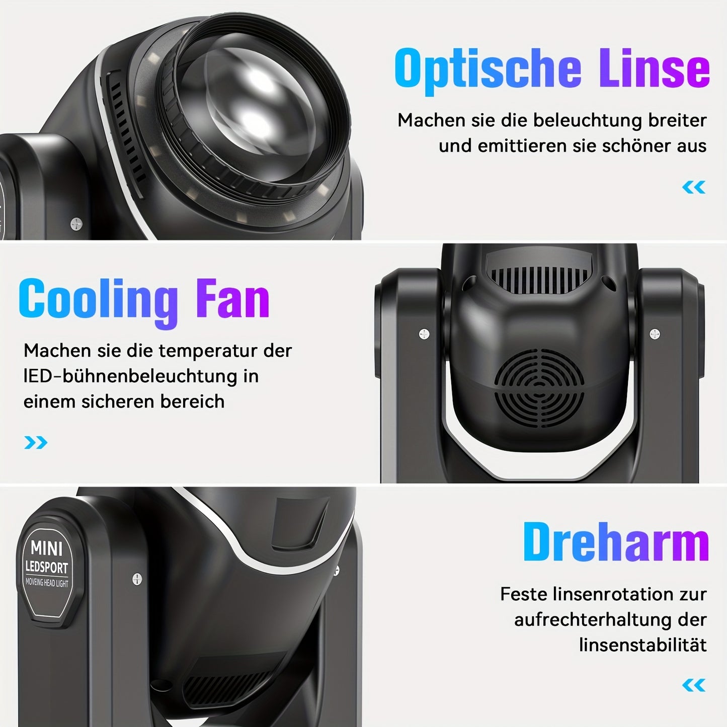 LED Moving Head – Stageverlichting – DJ Licht – Disco Spot – RGBW Beam – 4 Stuks 150W – 18 Prismatische Effecten – DMX512 & Sound Actief – Inclusief Flight Case