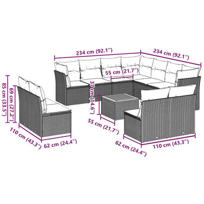 Loungeset – Tuinset – Loungebank – Balkonset – Tuinmeubelen – PE-Rattan – Waterdichte Opbergruimte