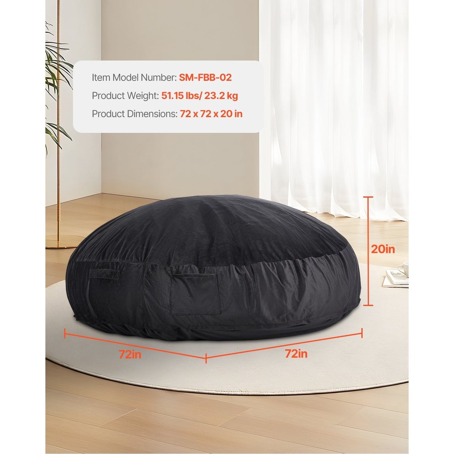 Grote Zitzak – XXL Zitzak – Loungestoel – Poef – Bodemstoel – Velvet Stof – Afneembare Wasbare Hoes – 66-72 Inch – Hoge Dichtheid Schuimvulling – Lichtgewicht Met Handvat