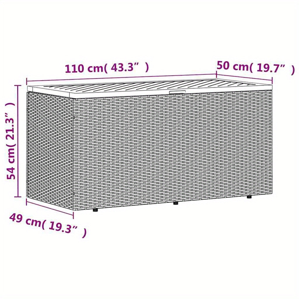 Tuinkist – Opbergbox – Tuinopbergbox – Kussenbox – Tuinbox – Geweven Poly Rattan & Acaciahout – Weerbestendig Ontwerp – Ruime Afmetingen 110x50x54 cm