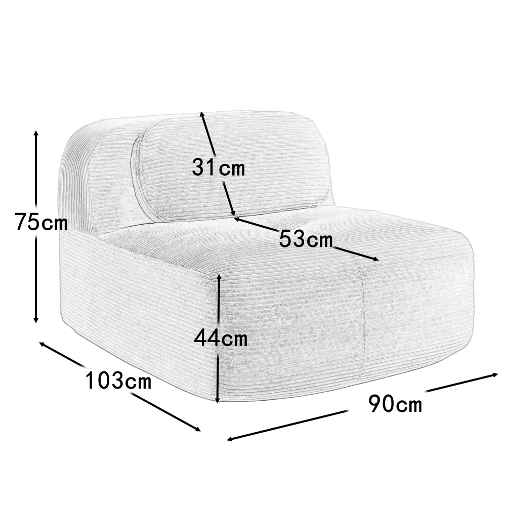 Modulaire Bank – Hoekbank – Woonbank – Loungebank – Zithoek – Zonder Armleuningen – Corduroy Stof Groen – Geen Montage Nodig – Comfortabele Volle Kussens – Stevige Non-Slip Onderkant