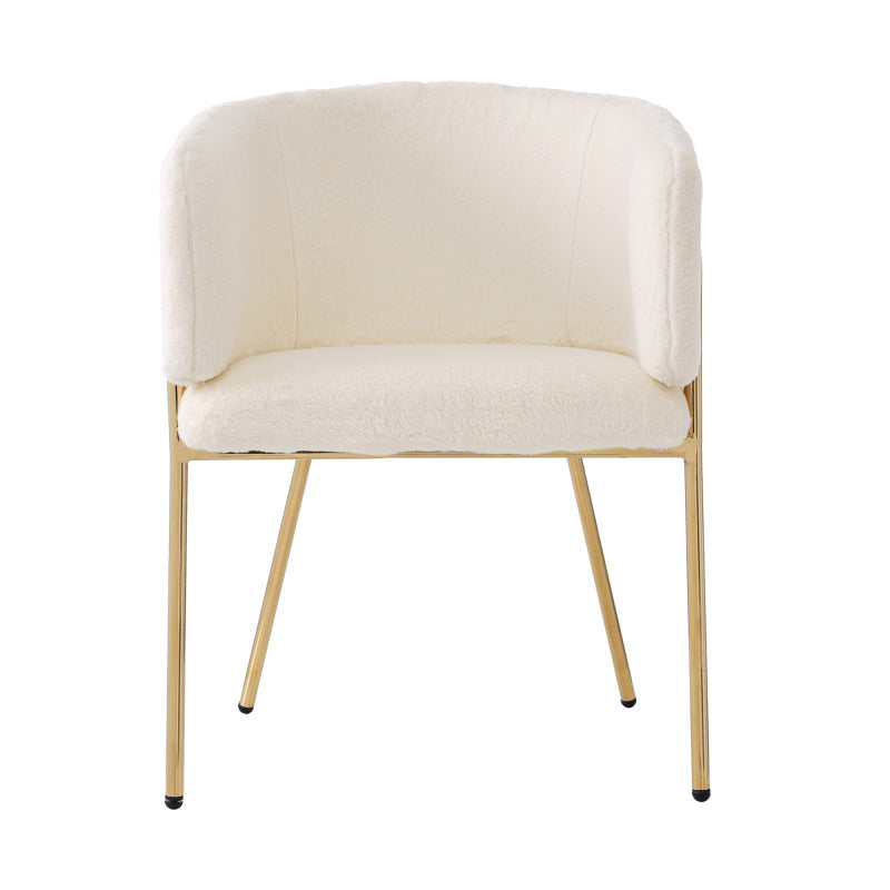 Fauteuil – Lounge Stoel – Relaxstoel – Leunstoel – Set Van 2 – Beige Imitatiebont – Metalen Pootjes – Comfortabel En Duurzaam