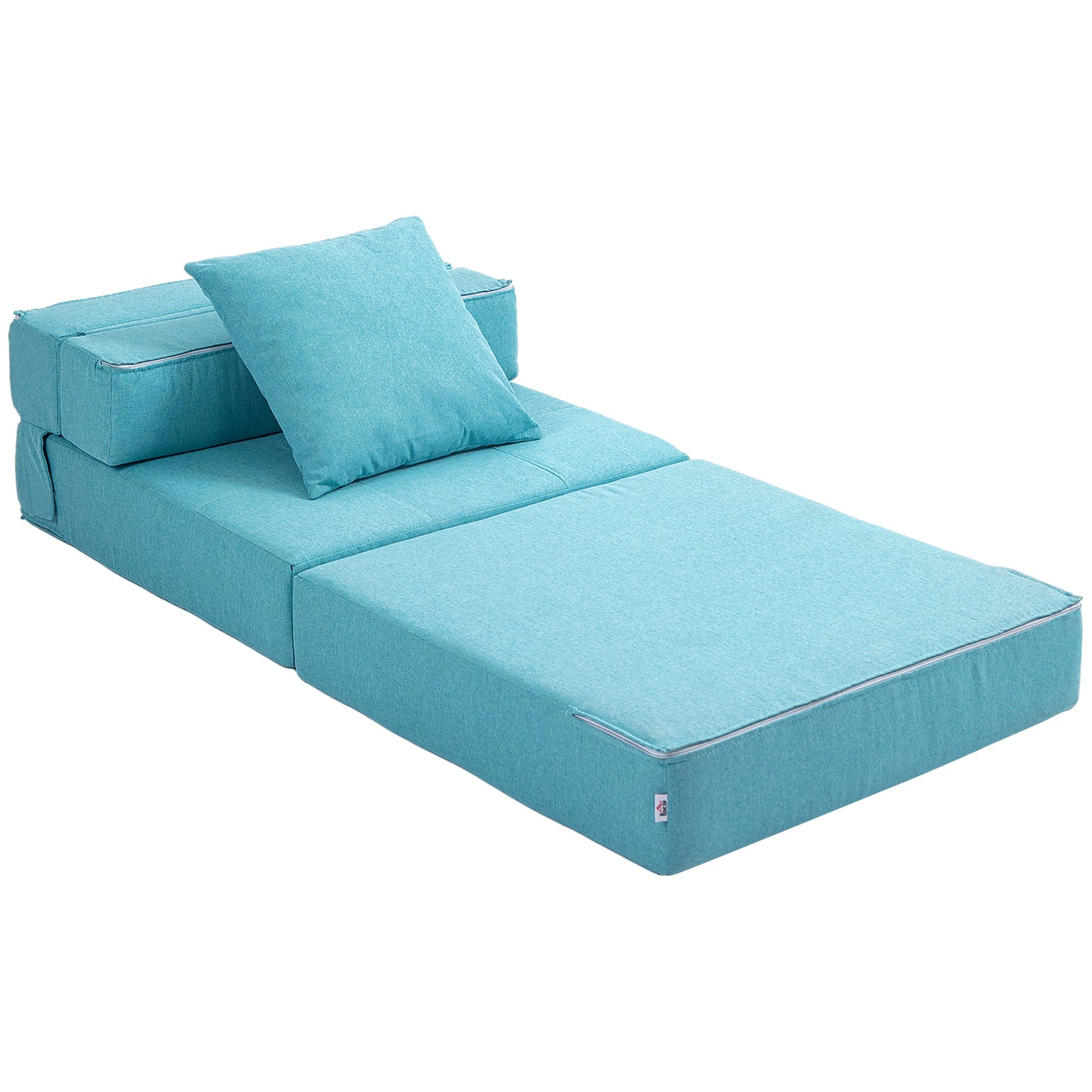 Slaapstoel – Relaxstoel – Logeerstoel – Guestbed – Opklapbed – Lichtblauw – Afneembare Wasbare Hoes – Compact Formaat 70x70x61 cm