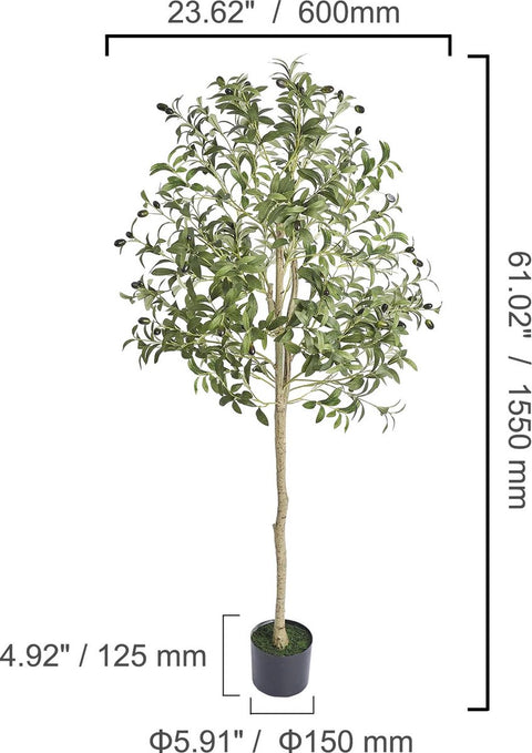 Kunstplanten - Kunstplanten voor binnen - Kunst plant - Olijfboom - 155 cm hoog