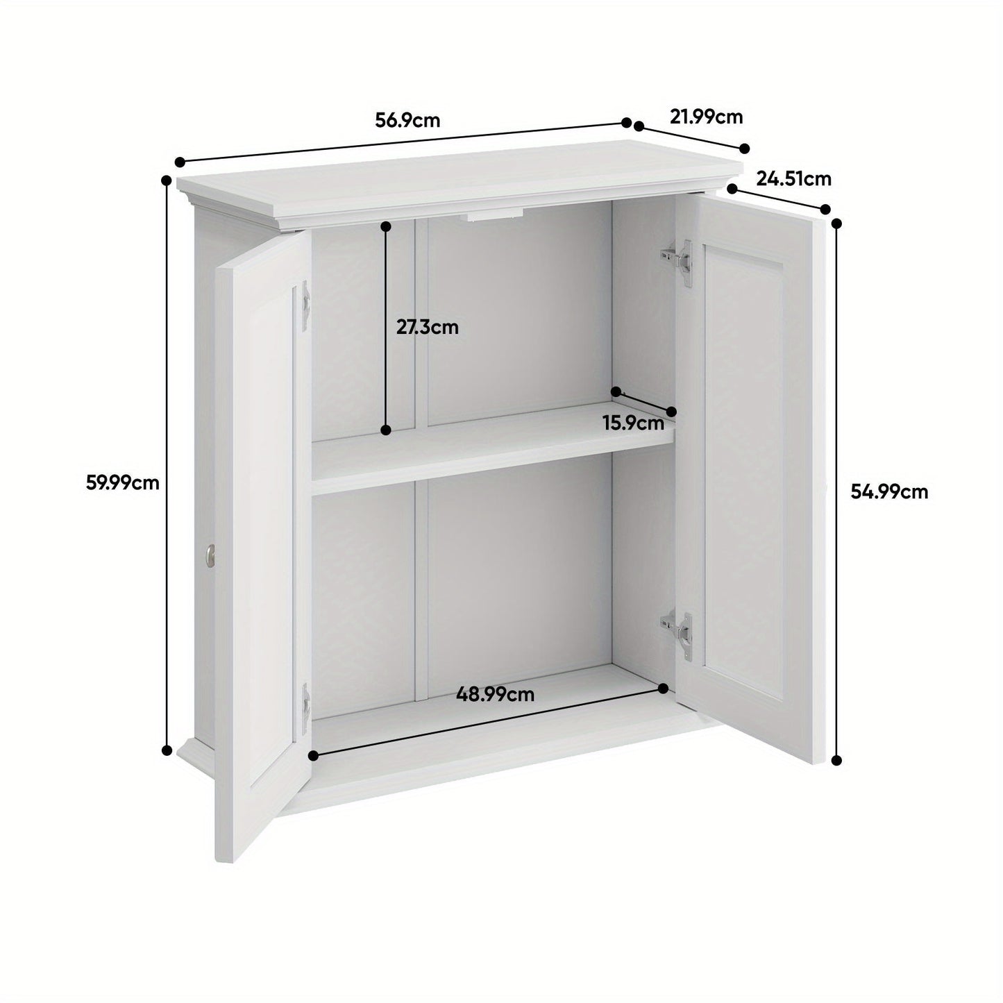 Badkamerkast – Wandkast – Opbergkast – Kolomkast – Waskamerschap – Wit – Verstelbare Planken – Hout – Ruimtebesparend Klassiek Design