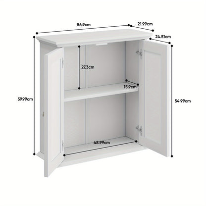 Badkamerkast – Wandkast – Opbergkast – Kolomkast – Waskamerschap – Wit – Verstelbare Planken – Hout – Ruimtebesparend Klassiek Design
