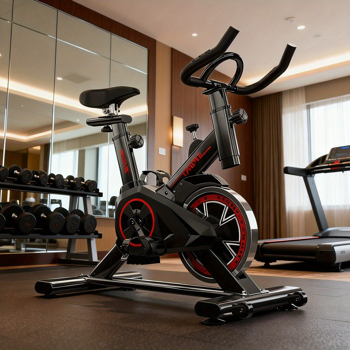 Beentrainer – Fietstrainer – Pedalen Trainer – Fitnessapparaat – Leg Exerciser – Compact Design – Geluidsarme Werking – Traploze Weerstand – Rood Zwart – Stevige IJzeren Constructie