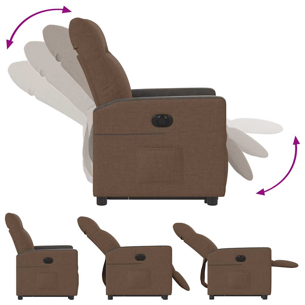 Zit-sta bureaustoel – Bureaukruk – Werkkruk – Fauteuil – Bureaustoel – Elektrisch Verstelbaar – Liftfunctie – Bruin – Handmatig Verstelbaar – Stoffen Bekleding
