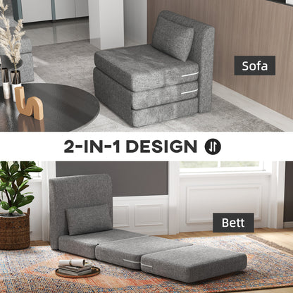 Slaapstoel – Guestbed – Slaapfauteuil – Logeerbed – Opklapbed – 3-Voudig Opvouwbaar – Stevig Metalen Frame – Compact Grijs Design – 80x75x74 Cm
