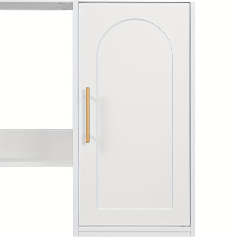 Kaptafel – Make-up Tafel – Cosmeticatafel – Vanity – Opmaaktafel – Wit met Gouden Accenten – Grote HD Spiegel – 2 Laden en Opbergkast