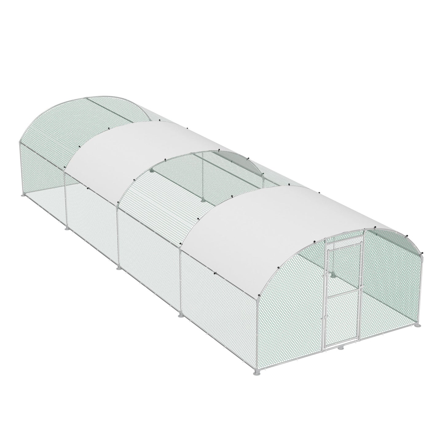 Kippenhok – Kippenren – Pluimveehok – Dierenhok – Buitenren – Gegalvaniseerd Stalen Frame – PE Zonnescherm Dak – PVC Gecoat Gaas – 3x2m Tot 3x8m