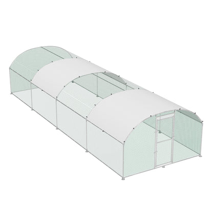 Kippenhok – Kippenren – Pluimveehok – Dierenhok – Buitenren – Gegalvaniseerd Stalen Frame – PE Zonnescherm Dak – PVC Gecoat Gaas – 3x2m Tot 3x8m