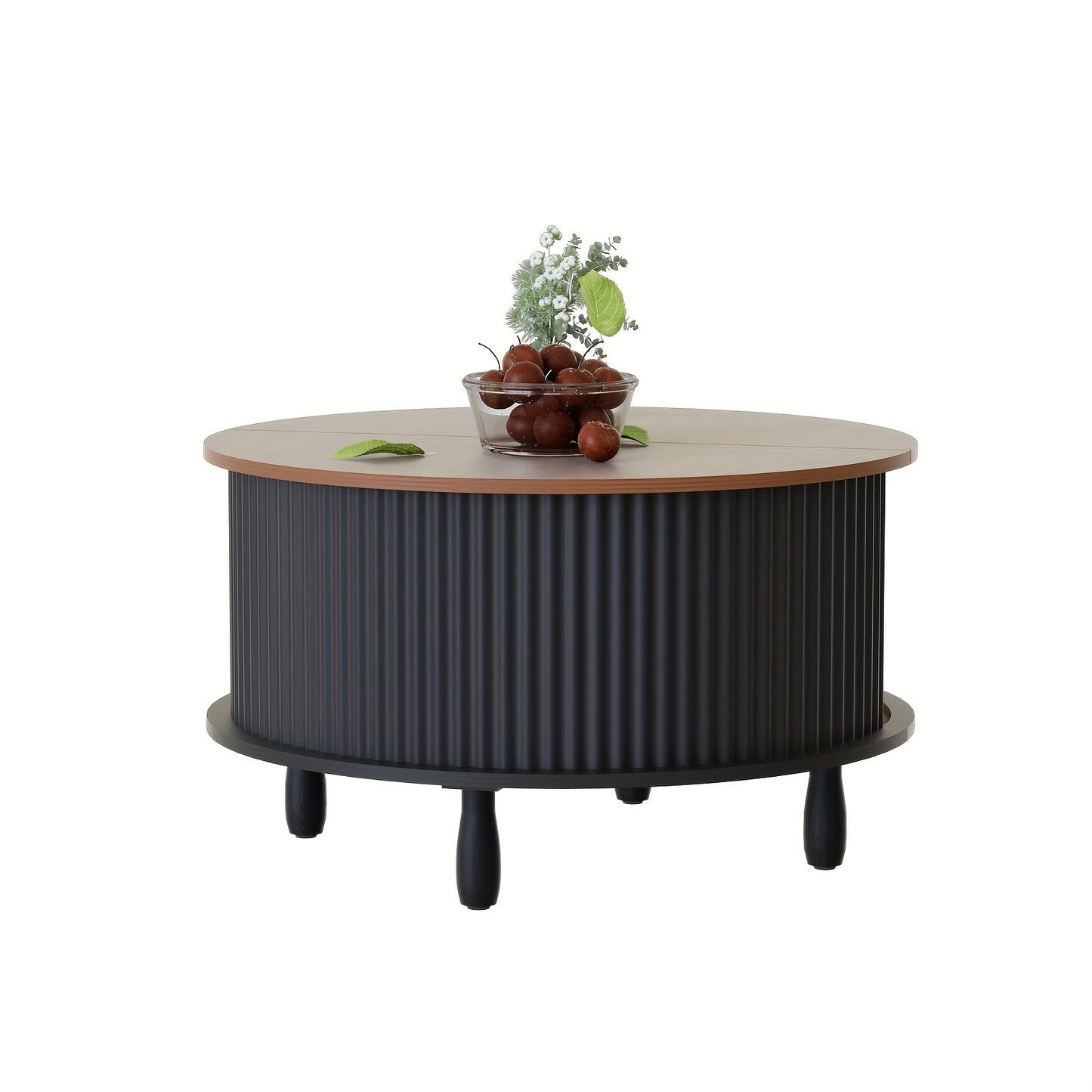 Salontafel – Koffietafel – Woonkamertafel – Bijzettafel – Loungetafel – Massief Hout – Lift-Top Met Opbergruimte – Zwart Met Walnotenhouten Blad