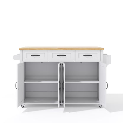 Keukeneiland – Keukentrolley – Keukenkast – Buffetkast – Serveerwagen – Uitklapbaar Werkblad 70 cm – Stevig MDF Wit 140x43(70)x90,5 cm