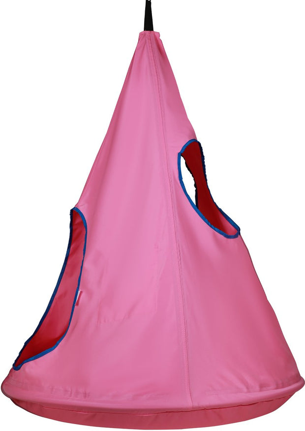 Kinderhangstoel - Duurzaam 600D Oxford Materiaal - 360° Nest Design - 113 Kg Draagvermogen - Met Verstelbaar Ophangtouw En Vierkleurige LED-Randverlichting - Geschikt Voor Binnen En Buiten - Roze