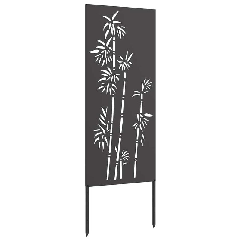 Tuinscherm – Privacyscherm – Schuttingpaneel – Balkonafscheiding – Terrasscherm – Zwart Met Bloemmotief – 50x140 cm – Koudgewalst Staal