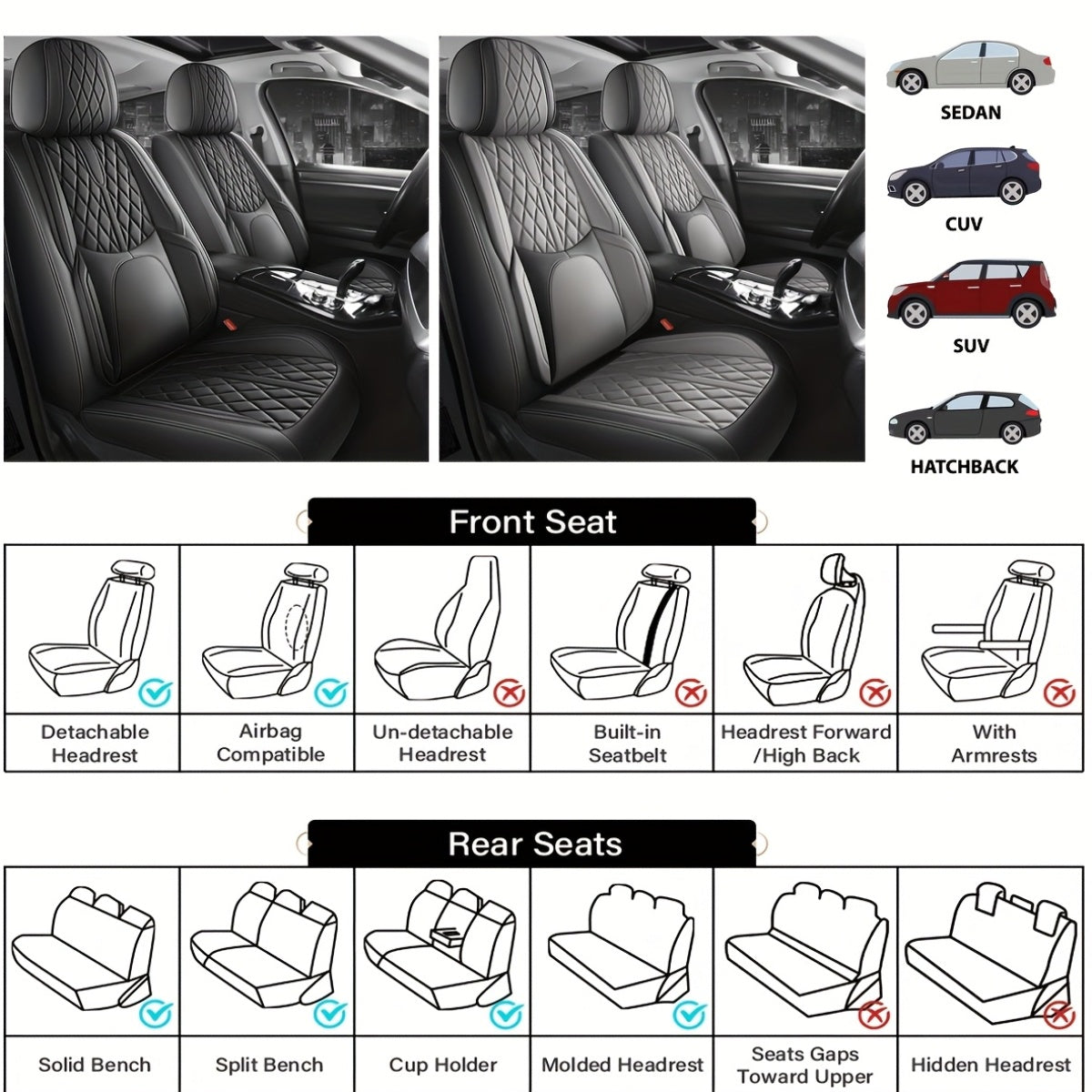 Car Seat Covers Full Set, Fit For Toyota Hybrid Yaris, C-HR, RAV4, Corolla, Urban, Cruiser, Prius, Camry, Car Seat Protector, All Season Universal Car Seat Cushion, Adjustable Car Seat Covers Front Seats And Back