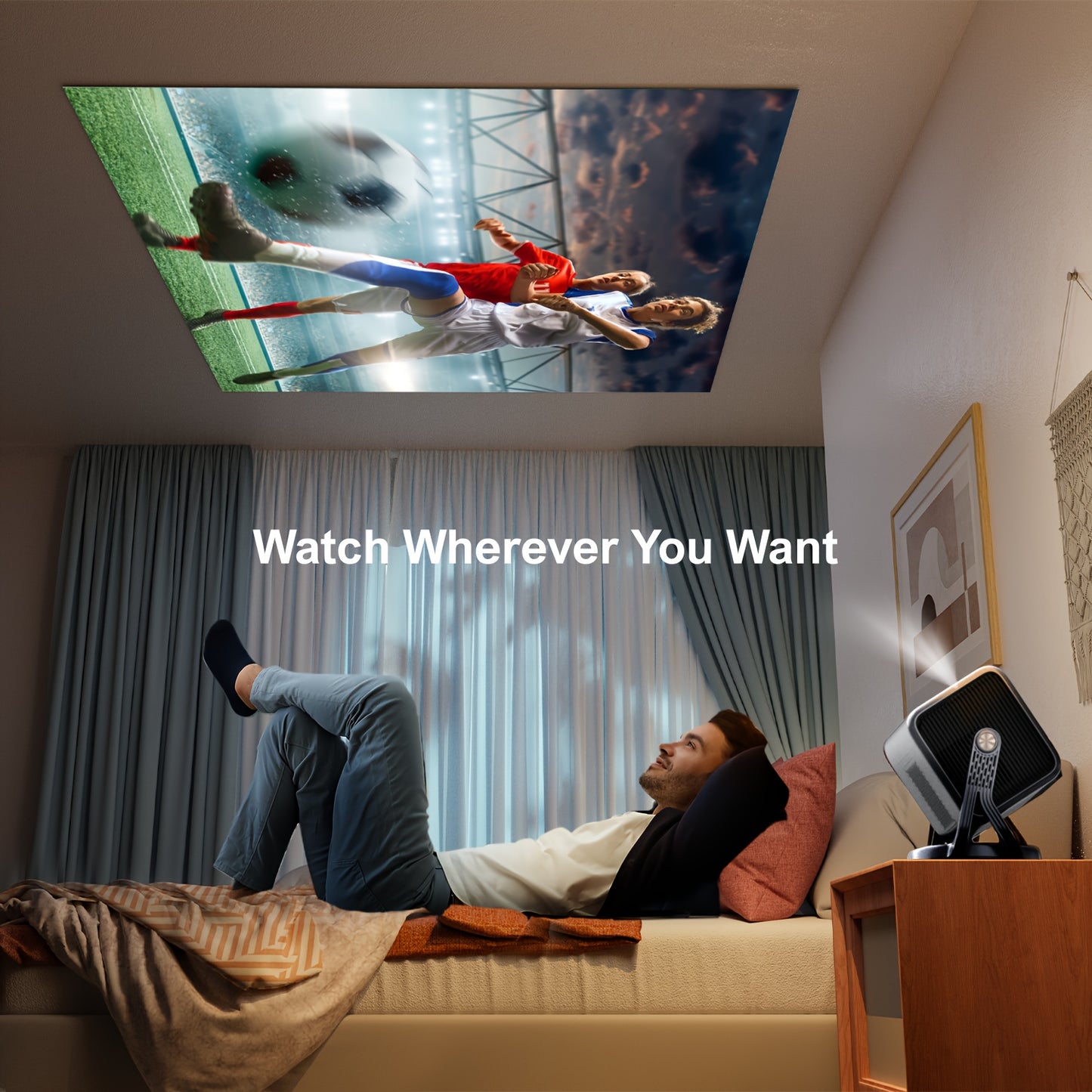 Beamer – Projector – Mini Beamer – Draagbare Beamer – Thuisbioscoop – Full HD 1080P – Android TV 11.0 – 600 ANSI Lumen HDR+HLG