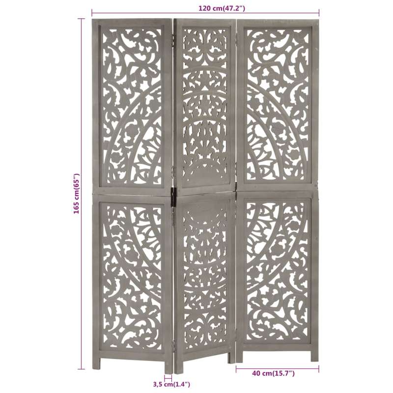 Kamerscherm – Room Divider – Scheidingswand – Paravent – Room Partition – Vouwbaar – Massief Mangohout – 120x165 cm – Lichtgewicht & Duurzaam