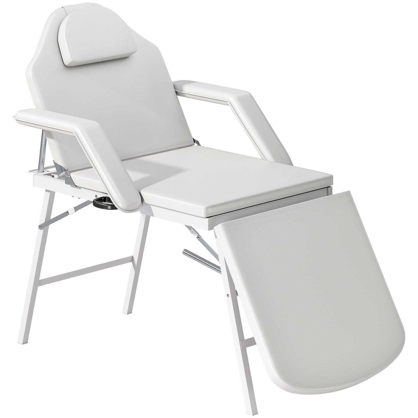 Massagetafel – Draagbare Massagebank – Ontspanningstafel – Therapiebed – Inklapbare Tafel – Verstelbare Rugleuning – Stevig Stalen Frame – Wit Kunstleer Met 4cm Foam