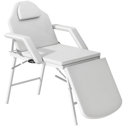 Massagetafel – Draagbare Massagebank – Ontspanningstafel – Therapiebed – Inklapbare Tafel – Verstelbare Rugleuning – Stevig Stalen Frame – Wit Kunstleer Met 4cm Foam