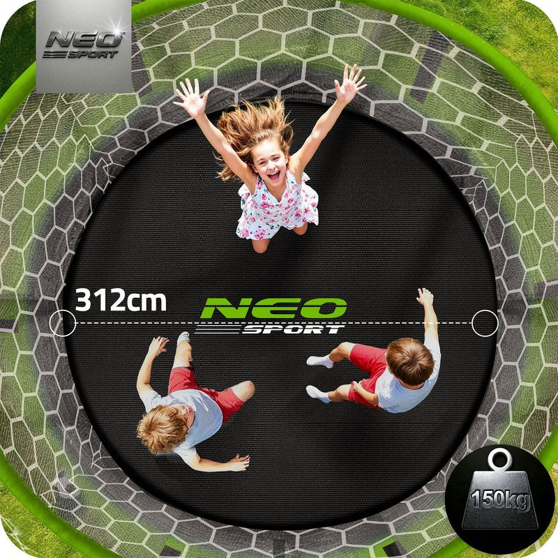 10ft/312cm Profiled Garden Trampoline with Inner Net by Neo-Sport